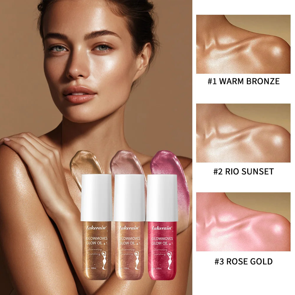 Glowmotions Glow Body Oil 100ml Hydrating Softening Brazilian Shimmer Bronze Non-Greasy Non-Sticky Formula for Beachside Party