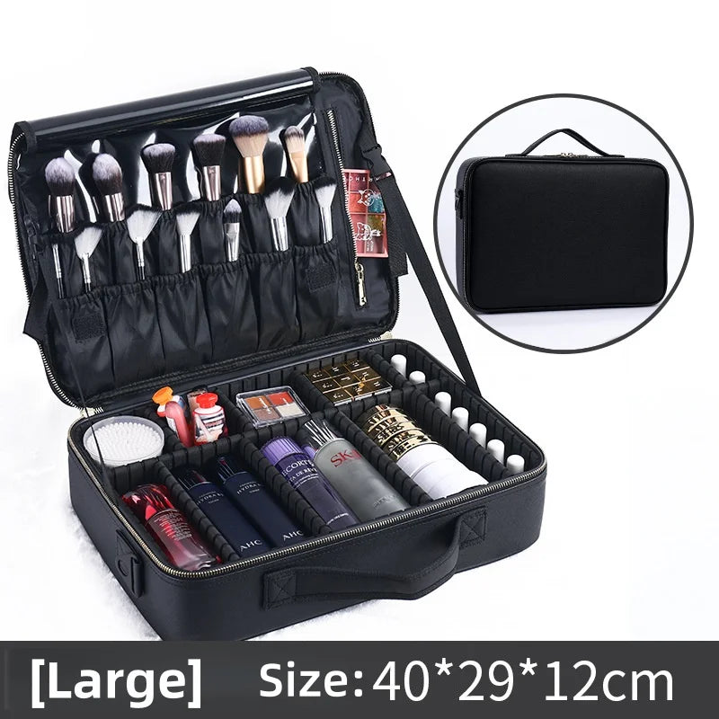 Large Capacity Makeup Box with Multi Function and Convenient Handheld Nail Art Tattoo Partition Storage Toolbox Makeup Bag