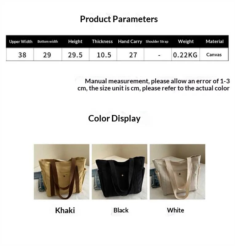 Homefish Capacity Canvas Tote Bags for Work Commuting Carrying Bag College Style Student Outfit Book Shoulder Bag Shopping Bag