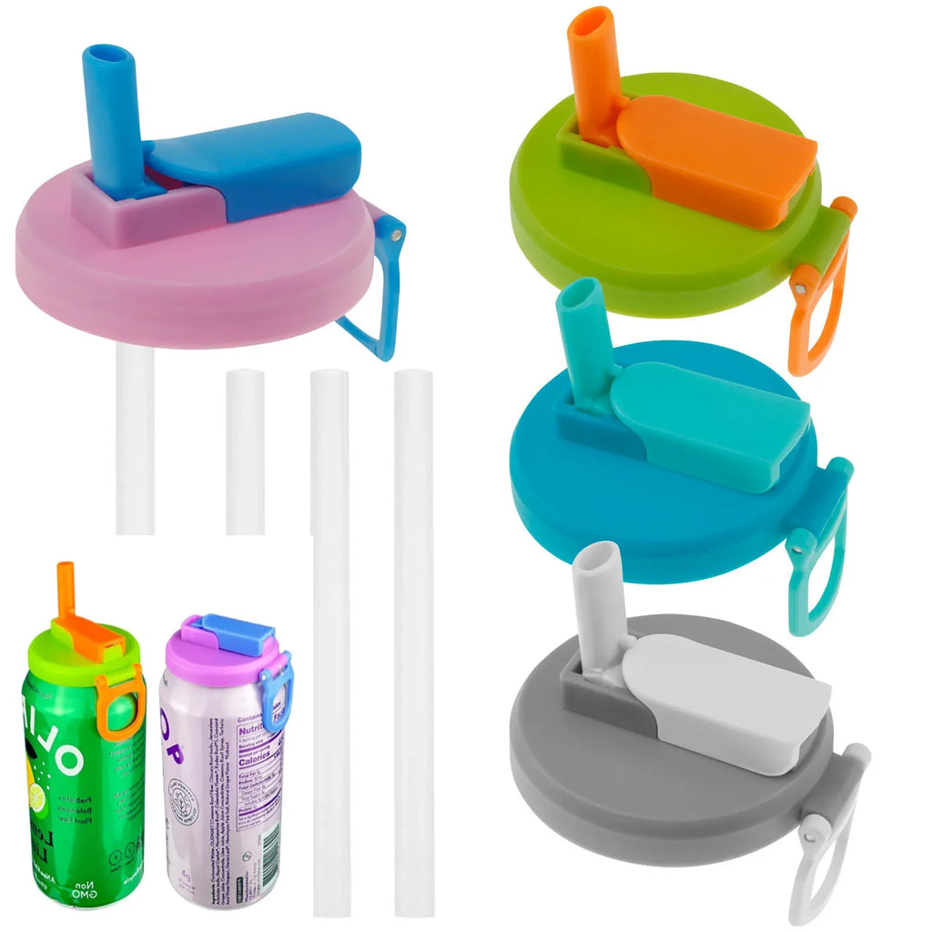 4Pcs Soda Can Cover Creative Sealed Silicone Straw Beverage Can Cover Cup Cov Suitable For Canned Beverage Reusable Tank Cover