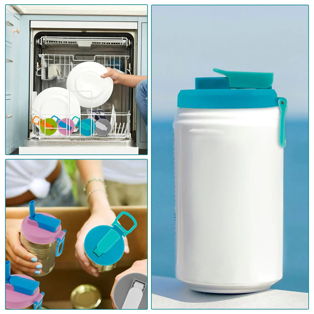 4Pcs Soda Can Cover Creative Sealed Silicone Straw Beverage Can Cover Cup Cov Suitable For Canned Beverage Reusable Tank Cover