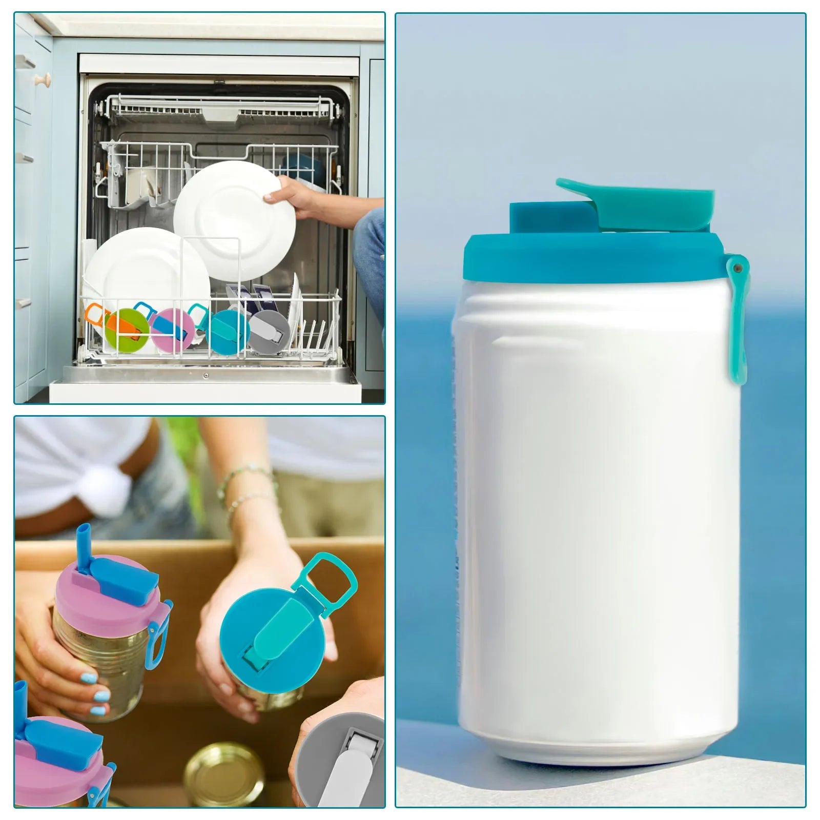 4Pcs Soda Can Cover Creative Sealed Silicone Straw Beverage Can Cover Cup Cov Suitable For Canned Beverage Reusable Tank Cover