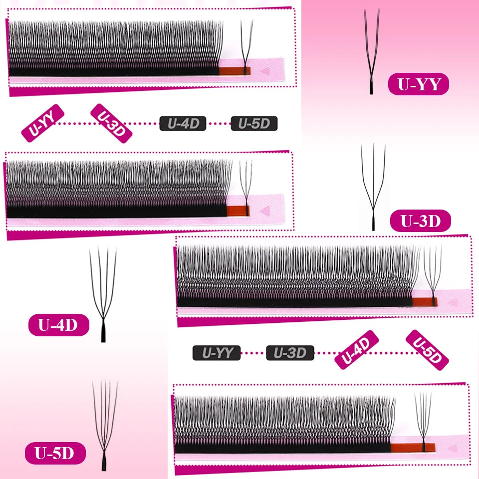 NEW U-Shaped 3D 4D 5D Eyelash Extension Faux Mink Premade Fans Lashes Easy to Apply 3D Volume Hand Woven U Shape W Style Eyelash