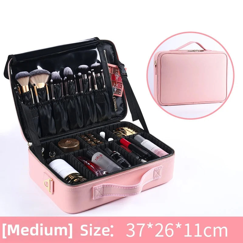 Large Capacity Makeup Box with Multi Function and Convenient Handheld Nail Art Tattoo Partition Storage Toolbox Makeup Bag