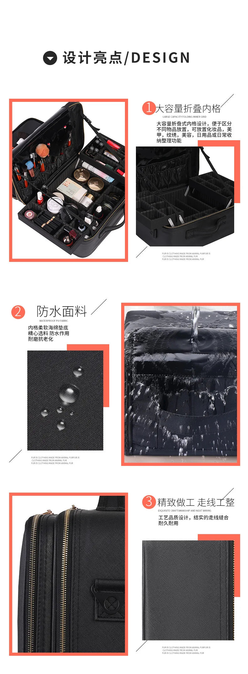 Large Capacity Makeup Box with Multi Function and Convenient Handheld Nail Art Tattoo Partition Storage Toolbox Makeup Bag