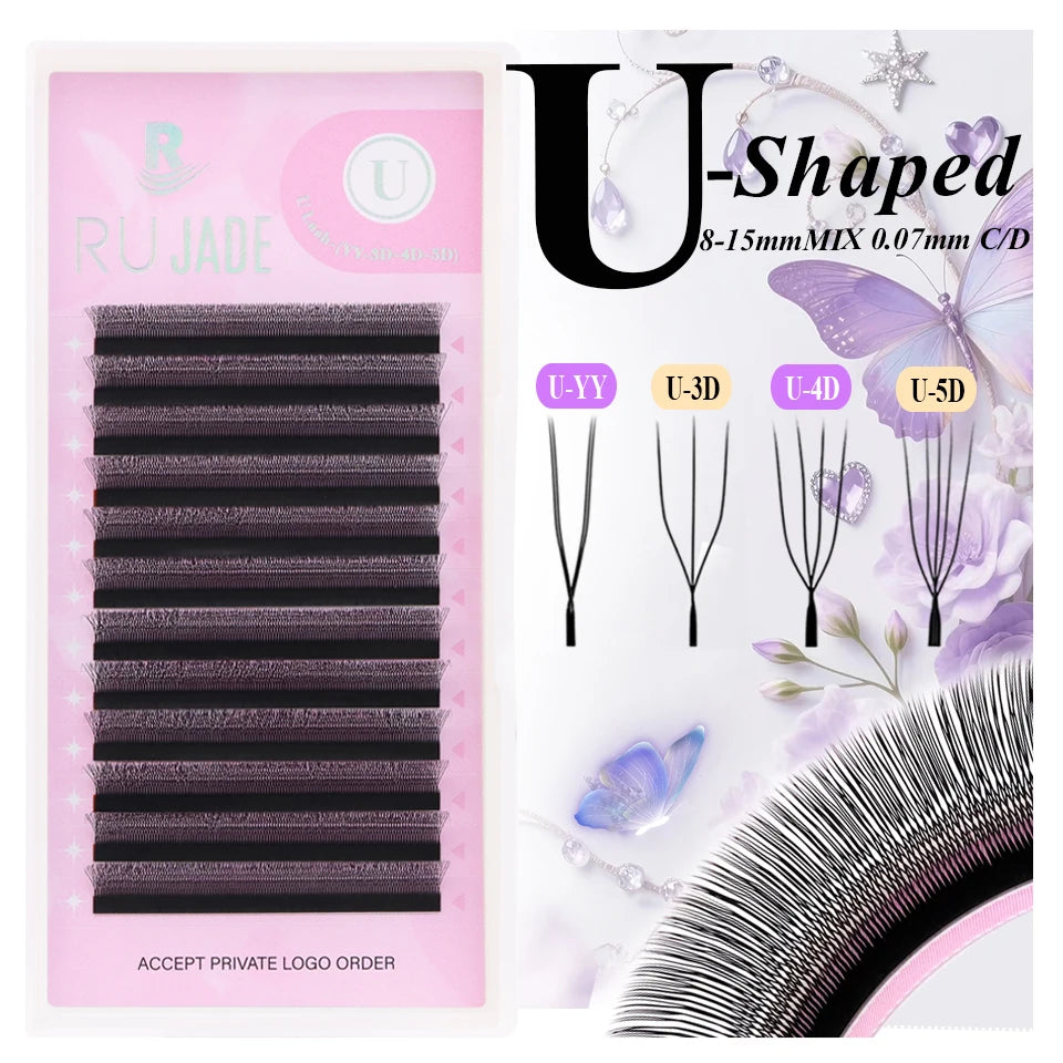 NEW U-Shaped 3D 4D 5D Eyelash Extension Faux Mink Premade Fans Lashes Easy to Apply 3D Volume Hand Woven U Shape W Style Eyelash