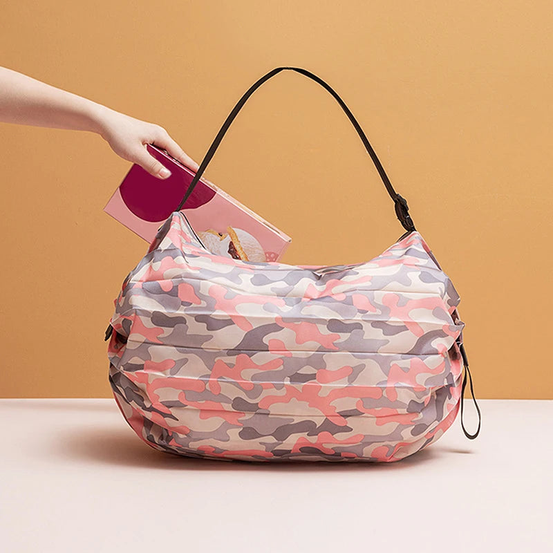 1pc Foldable Shopping Bags Foldable Storage Bag With Handle Portable Travel Camouflage Handbags Large Capacity Nylon Bag