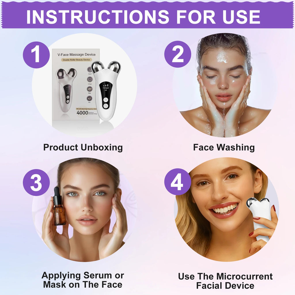 Face Microcurrent Massager Vibrator - Skin Beauty Equipment Visage Vibration Device for Facial Skin Care