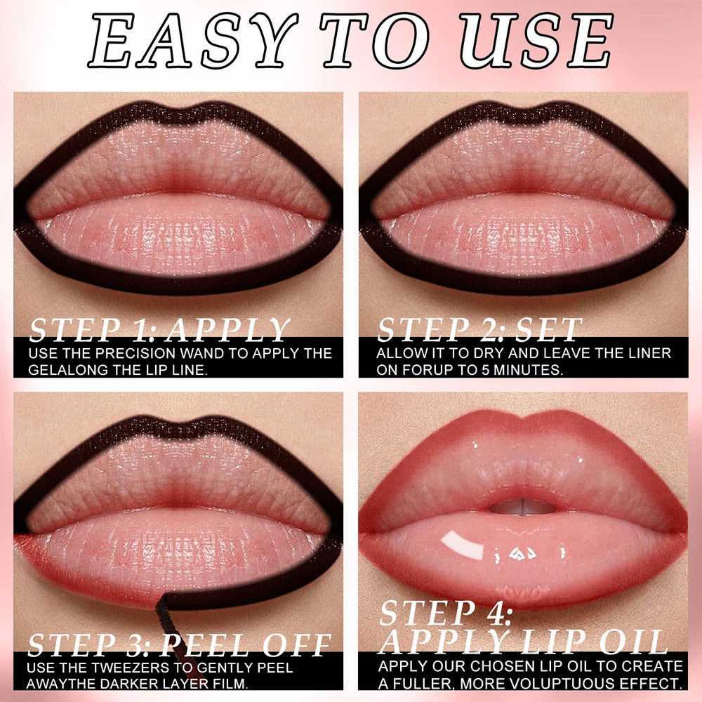 2pcs Long Lasting Peel Off Lip Liner Set With Moisturizing Non Stick Lip Oil Waterproof Stay Nourishing Liquid Care