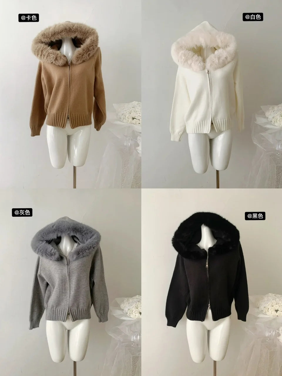 Winter Women Old Money Shoujo Girl Long Sleeve Full Zip Cardigan Sweater Cuddly Hoodies Knitwear 2000s Aesthetic Korean Fashion