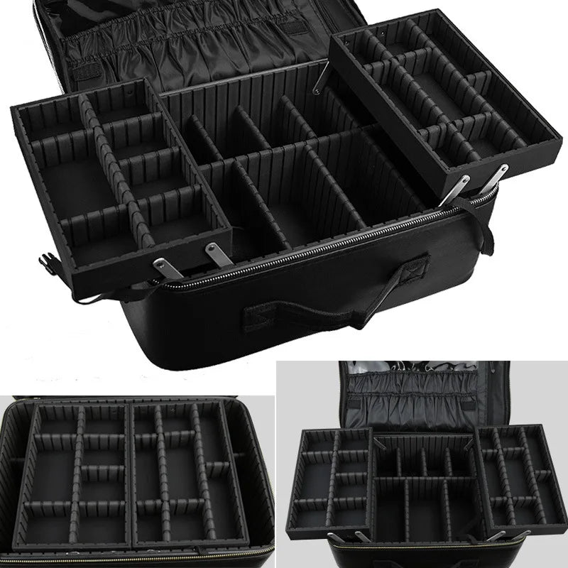 Large Capacity Makeup Box with Multi Function and Convenient Handheld Nail Art Tattoo Partition Storage Toolbox Makeup Bag