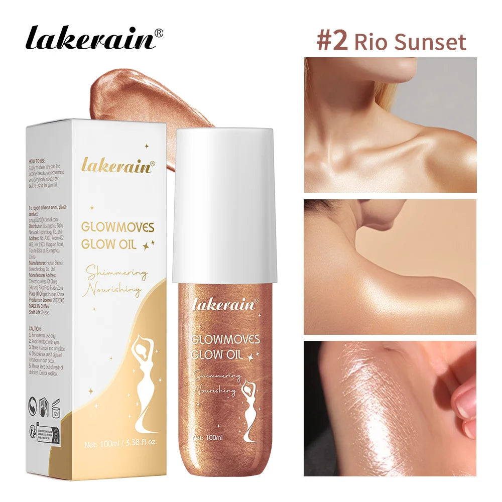 Glowmotions Glow Body Oil 100ml Hydrating Softening Brazilian Shimmer Bronze Non-Greasy Non-Sticky Formula for Beachside Party