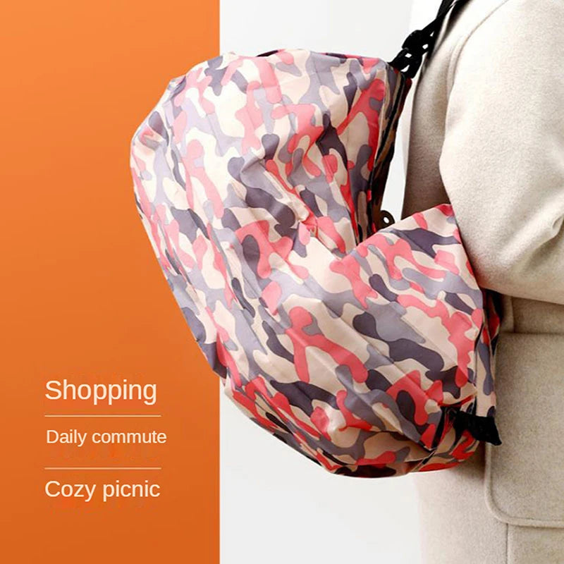 1pc Foldable Shopping Bags Foldable Storage Bag With Handle Portable Travel Camouflage Handbags Large Capacity Nylon Bag