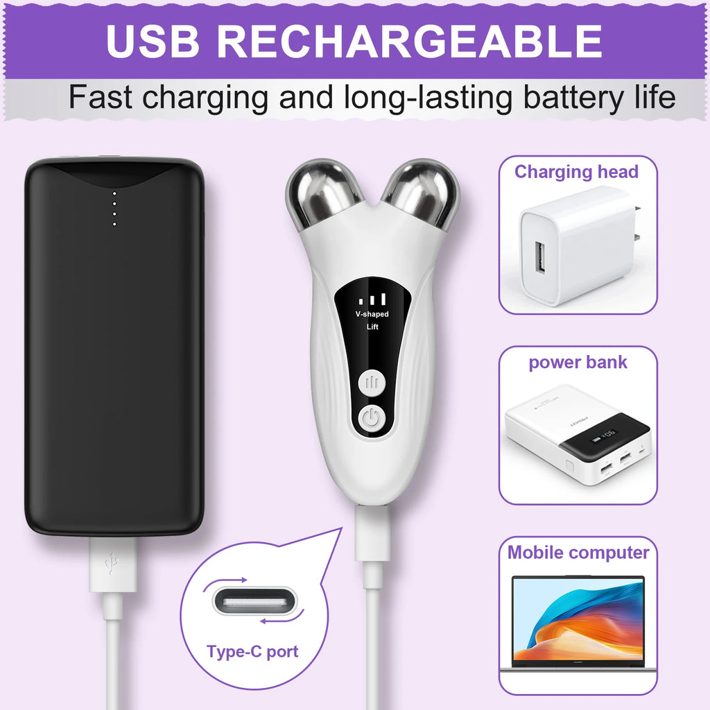 Face Microcurrent Massager Vibrator - Skin Beauty Equipment Visage Vibration Device for Facial Skin Care