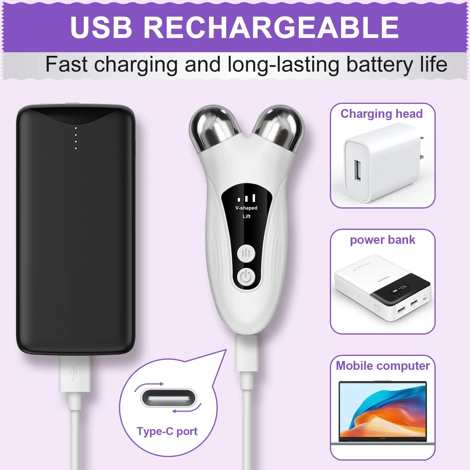 Face Microcurrent Massager Vibrator - Skin Beauty Equipment Visage Vibration Device for Facial Skin Care